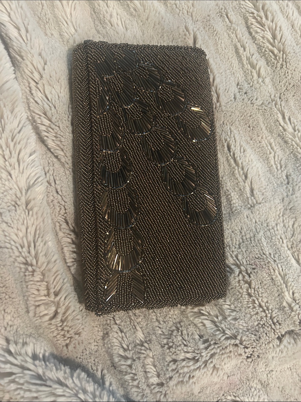 Beaded Evening Clutch in Gunmetal